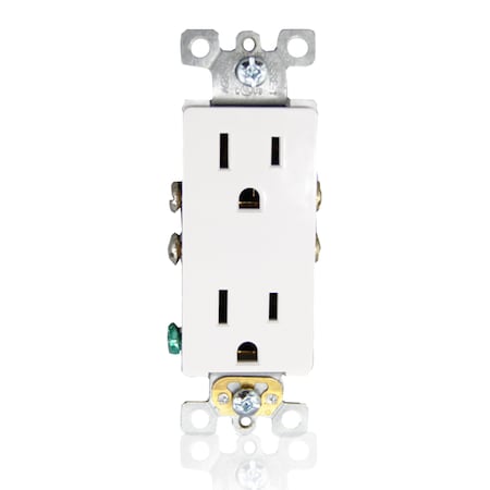 Faith Duplex Straight Blade Receptacle, 5-15R, 15 A, 125V AC, 2 Pole, 3 Wire, Grounded SSRE1-WH-10